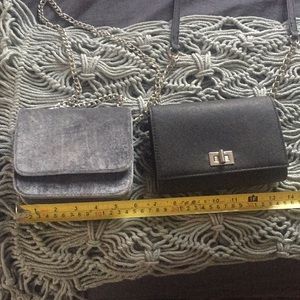 Velvet and faux leather Crossbody purse